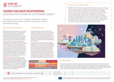 Designing the future of geothermal energy: Fact sheet on the vision for deep geothermal