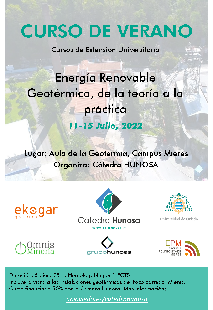 Nueva edición del Curso de Verano sobre Energía Geotérmica de la Cátedra Hunosa- Universidad de Oviedo
