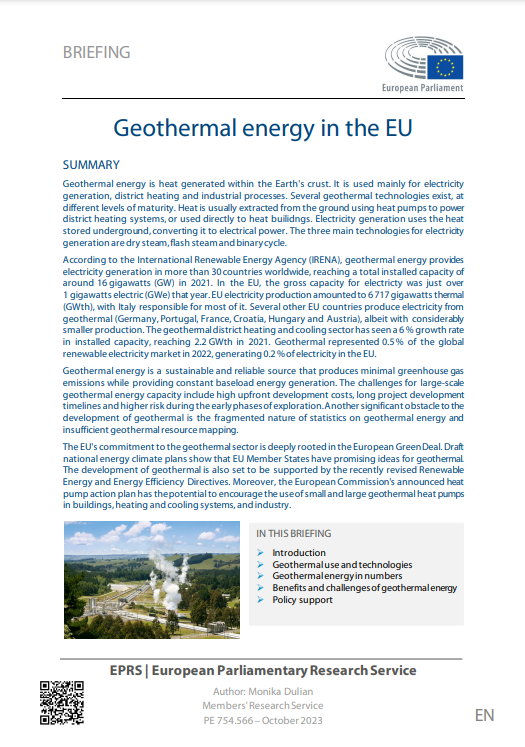 EP Briefing – Geothermal energy in the EU